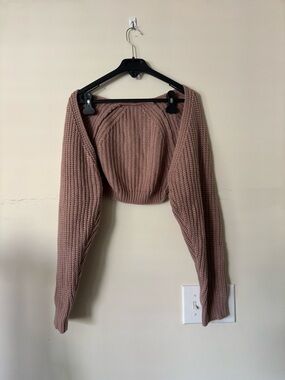 Crop Bolero Cardigan Sweater - Tan